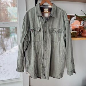 RedHead Olive Khaki Green Cotton Shirt Jacket Shacket Plaid Flannel Lining 2XL